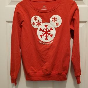 Disney Women's Bright Red Christmas Mickey- Long Sleeve Shirt - XS